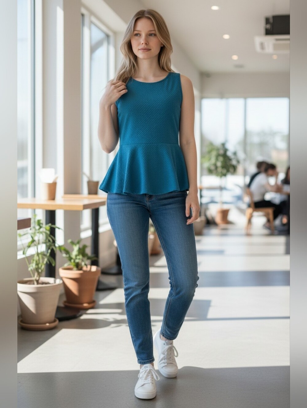 🥳4/$25!🥳 NWOT Eclipse Sleeveless Teal Peplum Dress Top - Women